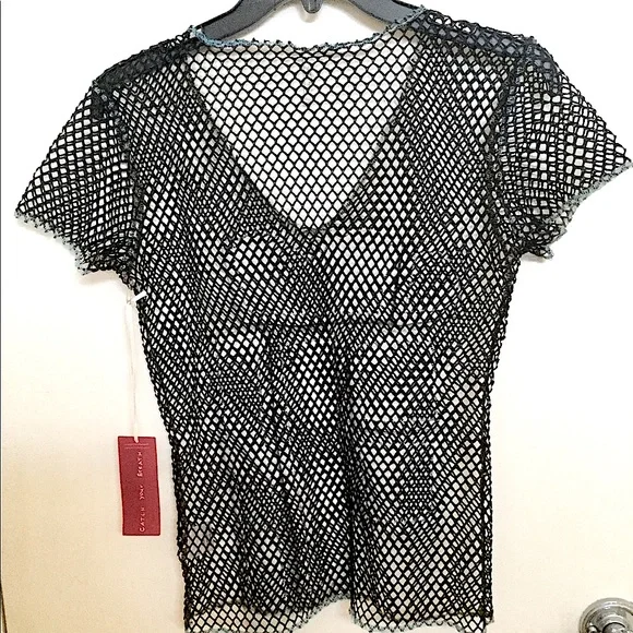 Vintage GASP Appliqué Fishnet Top - Picture 2 of 4